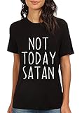 ZXZY Women Cotton Short Sleeves Not Today Satan Letter Print T Shirt Blouse Top