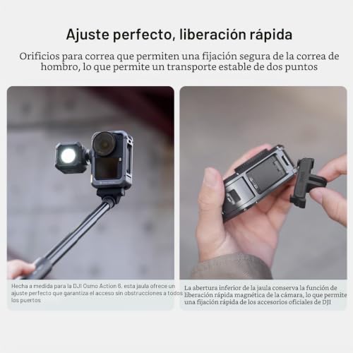 PGYTECH StreetPro Grip Kit for dji OSMO Action 6 Aluminum Alloy Metal Protective Frame with Multiple Expansion Interfaces for Street Photography (Grip+Cage)