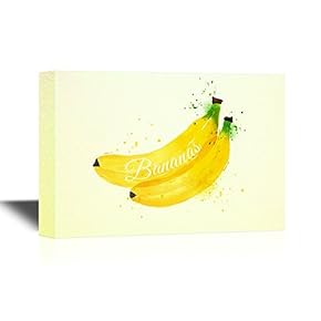Fruits Canvas Wall Art - Watercolor Painting Bananas - Gallery Wrap Modern Home Art | Ready to Hang - 12x18 inches