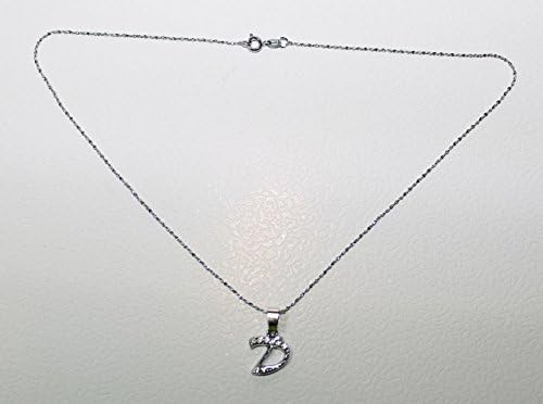 Kathy Mall Sterling Silver Fine Cable Nickel Free Chain Necklace / Starry Fine Necklace(17in-1.5mm) with Silver Plated Simulated Diamond Initial Pendant Necklace Letter "A to Z" (D)
