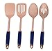 Cook With Color 4 Piece Rose Gold Stainless Steel Cooking Utensil Set with Navy Silicone Handles
