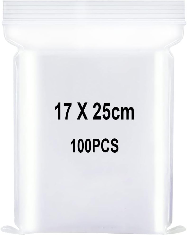 YOFADCI Resealable Clear Plastic Bags 6.7x9.8 100pcs Thick Durable
