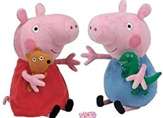 Peppa Pig and George Pig Large TY Beanie Plush Set Approx 16"