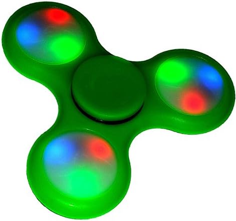LED With Switches Hand Tri-Spinner Fidget Finger Toy 3 Light Settings With Premium Hybrid High Speed Ceramic Bearings Stress Reliever Anxiety Reducer ADD Killing Time Maintaining Focus (Green)