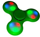 LED With Switches Hand Tri-Spinner Fidget Finger Toy 3 Light Settings With Premium Hybrid High Speed Ceramic Bearings Stress Reliever Anxiety Reducer ADD Killing Time Maintaining Focus (Green)