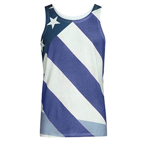 1 Tops+Sleeveless+American+Printed+Independence