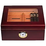 Mantello 25-50 Cigar Desktop Humidor Humidifier Glasstop with Tray