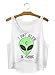 Women Fashion Emoticons Alien Print White Sleeveless Crop Top