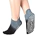 CozTake Yoga Socks Non Slip Skid Pilates Barre Workout Socks With Grips For Women 2 Pairs Grey&Purple