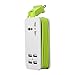Mini USB Power Strip, 4 Port USB Charger Station 5V 2.1A-1A 21W Travel Charging Strip Outlets 5ft Extension Power Supply Cord with Universal Flat Wall Plug 100V-240V Input USB Power Sockets (Green)
