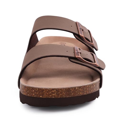 ODOLY Unisex Cork Footbed Slide Sandal, Arch Support Summer Outdoor Sandals with Adjustable Buckle for Women and Men
