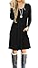 AUSELILY Women's Long Sleeve Pleated Loose Swing Casual Dress with Pockets Knee Length (XL, Black)