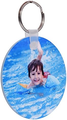 RitzPix Customizable Hard Plastic Keychain With Ring - Perfect Personalized Gift with Custom Image or Text - Choose Round or Rectangular Shape