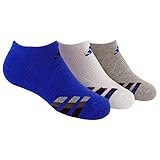 adidas Boys Cushion No Show Socks (Pack of 3), Bold Blue/Black - White/Bold Blue - Heathered Light Onix/Bold Blue, Medium