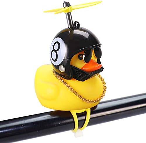 wonuu Rubber Duck Toy Car Ornaments Yellow Duck Car Dashboard Decorations Squeeze Duck Bicycle Horns with Propeller Helmet