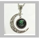 Salazar Slytherin Snake Moon Necklace Glass Art Picture ,Salazar Slytherin Snake Pendant Moon Necklace Glass Art Picture