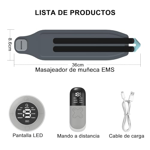 EMS Wrist Massager, Wireless Hand Massager with Heat, 6 Modes/19 Intensity, Wrist Support for Tendonitis and Carpal Tunnel Syndrome, Left/Right Bandages