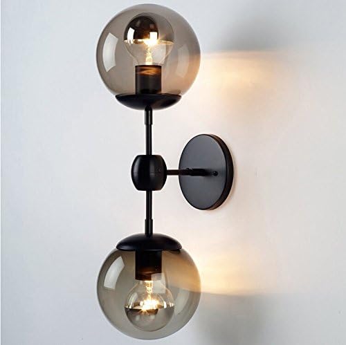 Airetrolight Vintage Bubble Wall Lamp 2 Lights,Wall Sconce with Brown Glass Shade