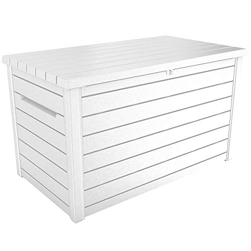 Keter XXL 230 Gallon Deck Storage Box Outdoor Patio Container White