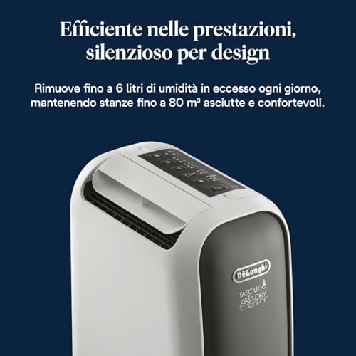 Tasciugo AriaDry Light - Deumidificatore Casa Portatile, Tecnologia Zeolite e Ionizzatore, 6L/Giorno, Asciugabiancheria, Antimuffa, Silenzioso, Funzione Swing, Timer, Grigio (DNS65)