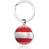 Art Attack Austrian Flag Soccer Keychain, Austria Our Boys National Football Team Accessories History Party Favor Fan Car Key Chain Ring Pendant Charm (Silver)