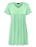 MBJ WT1057 Womens V Neck Short Sleeve Pleats Tunic Top M MINT
