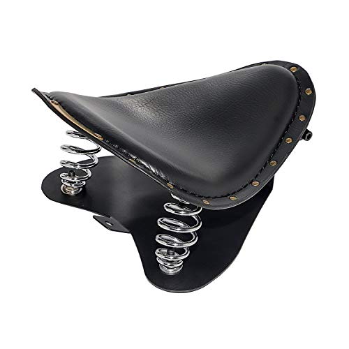 Senkauto Motorcycle 3" Leather Rivet Solo Seat Spring Mounting Brackets Kit For Harley Sportster XL 883 1200 48 Dyna Bobber Chopper (Black) - Thumbnail 2