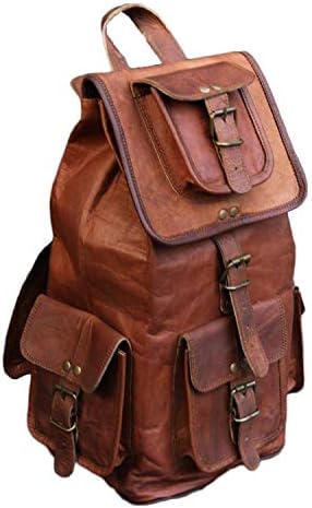 Valentine Gift by LBC 20" Handmade Genuine Leather Backpack College Bag Travel Bag Laptop Bag for Sale Dark Brown) School Bag (ABHI)