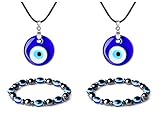 WBRWP 4pc Unisex Evil Eye Necklace Bracelet Set