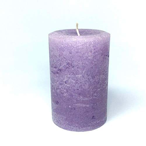 Light Purple Rustic Candle 4" Wide Unscented Pillar