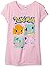 Pokemon Big Girls Pokemon Character Group Short Sleeve Tee, Light Pink, Large/12-14