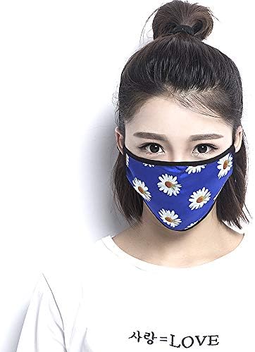Silk Mask Half Face Mouth-Muffle 2 Layer Fashion Motorcycle Fashion Blue Daisy For Girls Woman Chic Sun Protection Outdoor Light breathable mysterious Fashions
