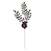 BANBERRY DESIGNS Christmas Picks - Set of 12 Silver Leaf Pics with Red Holly Berries and Pine Cones - Artificial Holiday Picks