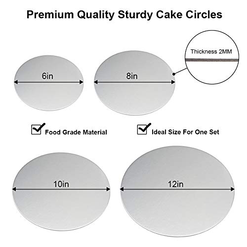 Cake Boards, 12 Pack Cake Base Cardboards 3 Each (6, 8, 10, 12 Inch), Sliver Foil Round Cake Circles, Cake Rounds, Cake Circles,Round Cake Boards,Baking Sets