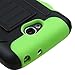 Asmyna Rubberized Car Armor Stand Protector Cover for LG Optimus Exceed - Retail Packaging - Black/Electric Green