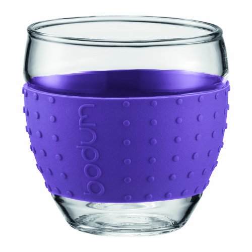 Bodum 3-Ounce Pavina Glasses with Silicone Grip, Purple, Set of 2
