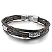 INBLUE Men,Women's Alloy Genuine Leather Bracelet Bangle Rope Black Silver Tone Brown Purple Braided