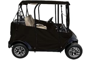 DOORWORKS GOLF CART ENCLOSURES Premium Golf Cart Cover – Universal Portable & Drivable 4-Sided Black Golf Cart Cover – Club Car/EZGO RXV, TXT, EZGO Golf Cart Cover (60” L X 44” W)