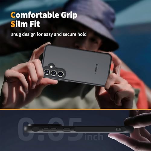 Vauki Matte Case for Samsung Galaxy A16 5G with 2 Tempered Glass, Translucent Shockproof Military Rear Protection Cover, Anti-Scratch Anti-Yellow Hard Frosted Case with Camera Protection, Black