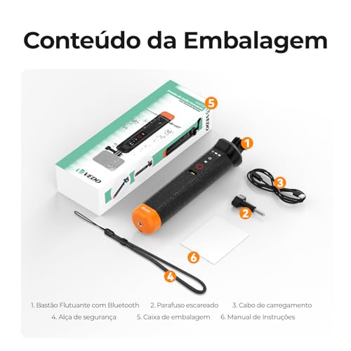 Bastão Flutuante Bluetooth com Controle Remoto Subaquático, Impermeável 15m, Carregamento Magnético, Compatível GoPro Hero 13/12/11/10/9/8, Punho Antiderrapante com Pulseira Anti-perda