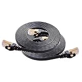 Cat 7 Shielded Ethernet Cable 8ft 2pack (Highest Speed Cable) Cat7 Black Flat Internet Network Cables, for Modem, Router, LAN, Computer