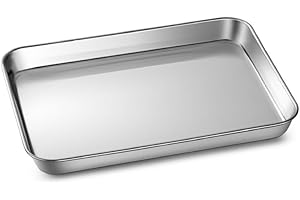 1PC 304 Stainless Steel Flat Baking Pan - 9.06 × 6.69 × 0.98 Inches | Versatile for Baking, Grilling, Steaming Rice, Serving 