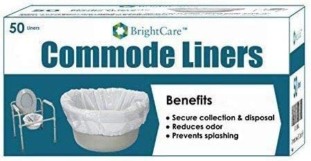 Commode Liners (50 Count) - Extra Strength Sanitary Liner Bags for Commode Pail and Bedside Toilet by BrightCare