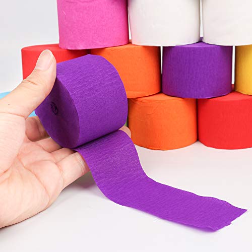 489.6 Yard 16 Rolls 8 Colors Crepe Paper Rainbow Streamers,Polychromatic Party Streamer Backdrop Paper Decorations Crepe Paper for Birthday,Wedding,Graduation Ceremony,Concert and Various Festivals - Thumbnail 3