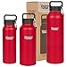 Healthy Human Stainless Steel Water Bottle | Double Walled Vacuum Insulated Water Thermos for Adults | Eco-Friendly Travel Bottles with Leak Proof Lid (Red Hot, 40 oz / 1183 ML)