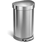 simplehuman 45 Liter/ 12 Gallon Semi-Round Hands-Free Step Trash Can, Brushed
