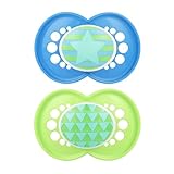 MAM Pacifiers, Baby Pacifier 6+ Months, Best Pacifier for Breastfed Babies, ‘Trends' Design Collection, Boy, 2-Count