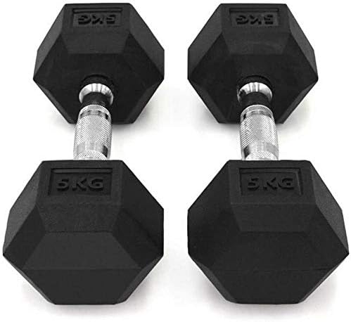 Suge 15kg Fitness Dumbbell Set, Six Corner Fixed Dumbbells Men with Rubber Cover Dumbbells for Fitness Bodybuilding Dumbbells