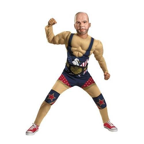 Tna Impact Wrestling Kurt Angle Classic Muscle Costume, Tan/Red/White/Blue, Large