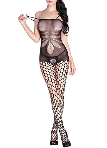 Myhope Women Lingerie Open Crotch Bodysuit Fishnet Bodystocking Pantyhose Sleepwear Black